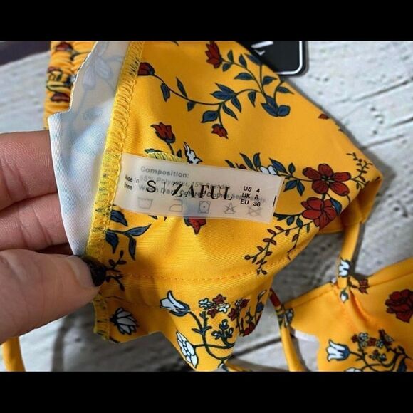 🔮🆕 ZAFUL | Yellow Floral Bikini Top Size 4 - Picture 3 of 3